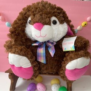 New rainbow soft lovey Fluffy and soft Easter bunny Chubby 14”